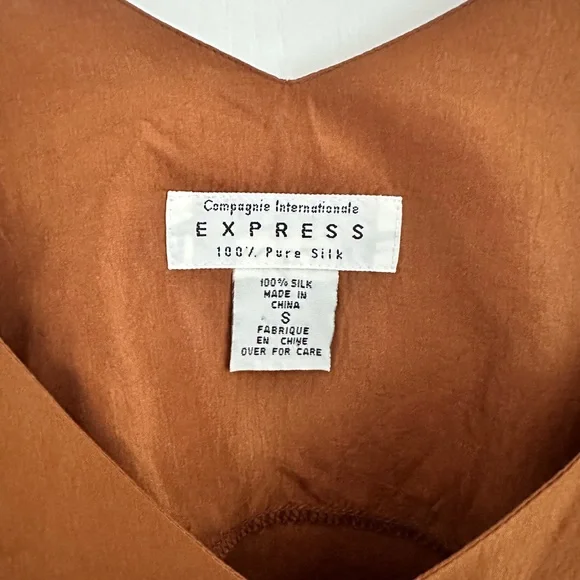 Vintage Express 100% Silk Tank Top – Brown – Size S - Picture 2 of 2